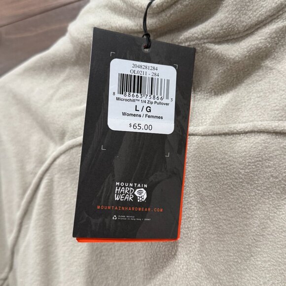 MOUNTAIN HARDWEAR MICROCHILL 1/4 ZIP PULLOVER WOMEN'S LARGE Fleece Warm Beige - Picture 7 of 7